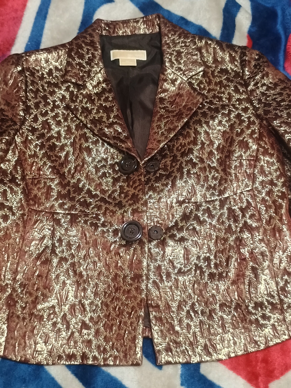 Alex Evenings Metallic Bronze Textured Blazer